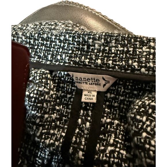 Nanette Lepore  Boucle  Open-front Long Blazer Jacket X-Large  Black Metallic - Picture 4 of 5